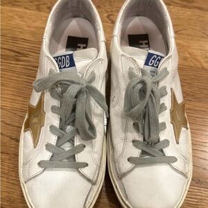 Golden Goose White and Gold Sneakers